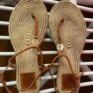 Tory Burch t-strap sandals, size 8